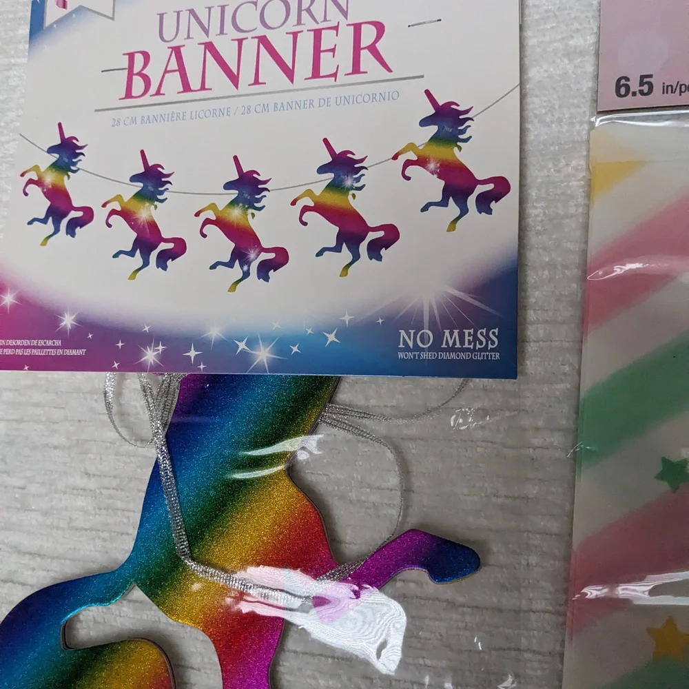 Unicorn Theme Party Supplies : Treat Bags, Napkins and Banner